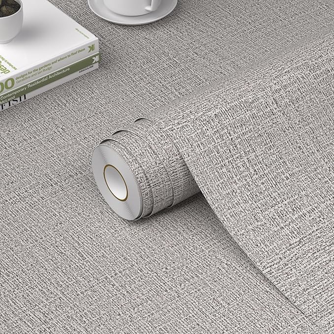 WADILE Grasscloth Peel and Stick Wallpaper 23.6in x 236in, Textured Contact by WADILE