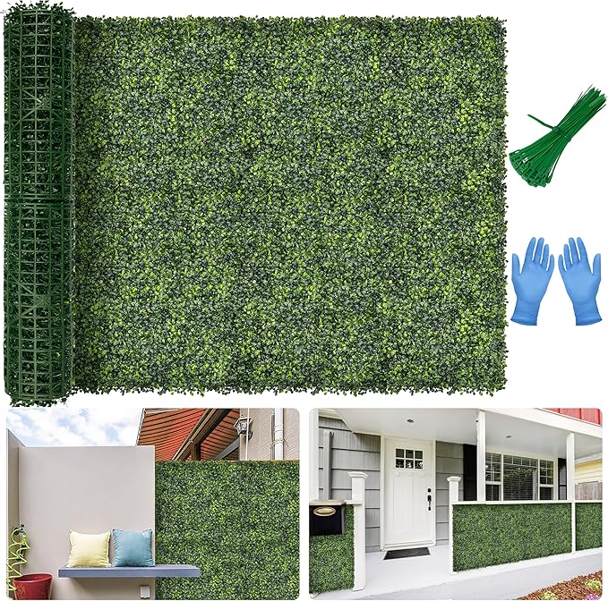 Artificial Boxwood Backdrop Roll: 48"x144" UV-Anti Greenery Faux Grass Hedge by BHXCL