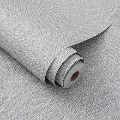 24"x393" Grey Grasscloth Peel and Stick Fabric Textured Contact Paper Removable by LVSHI
