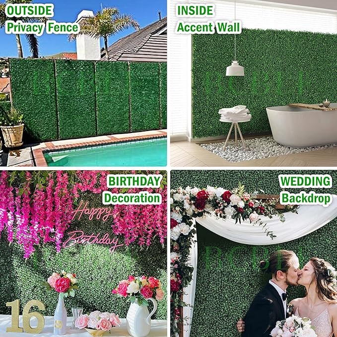 20x20Inch 9Pcs Grass Wall Panels, 4 Layers UV-Anti Boxwood Greenery Hedge - Image 6