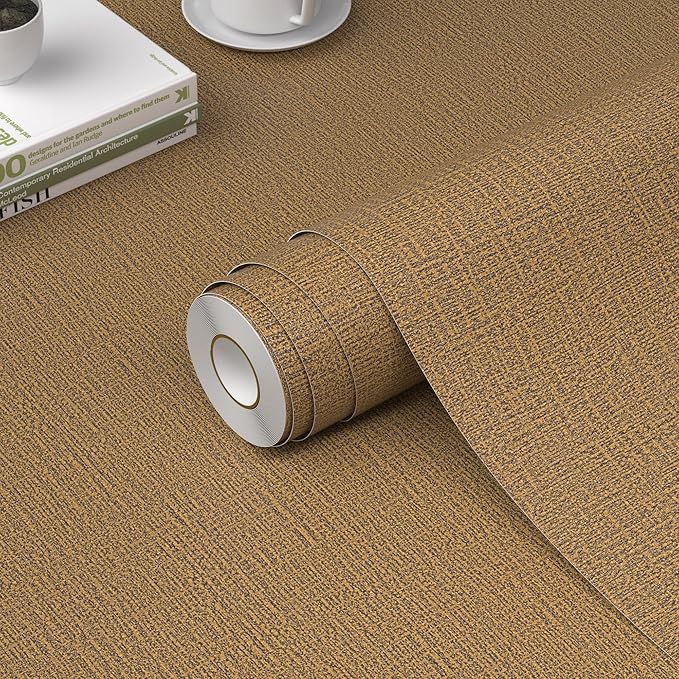 WADILE Grasscloth Peel and Stick Wallpaper 15.7in x 393.7in, Textured Contact by WADILE