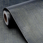 FunStick Gold Navy Blue Grasscloth Wallpaper Peel and Stick Wallpaper Textured - Image 7