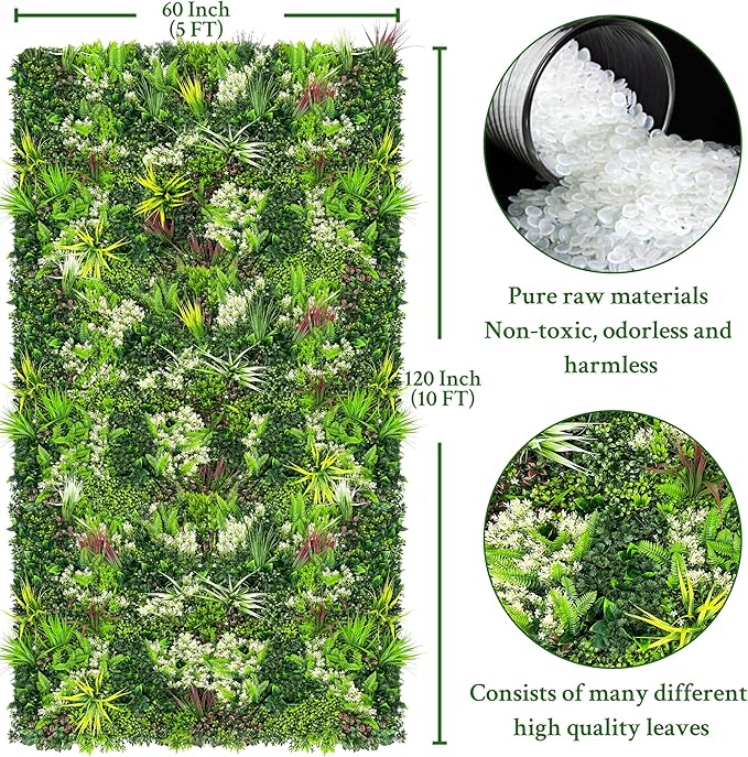 ODTORY Artificial Plant Wall Panels: 60"×120" UV-Anti Faux Grass Wall Backdrop - Image 2
