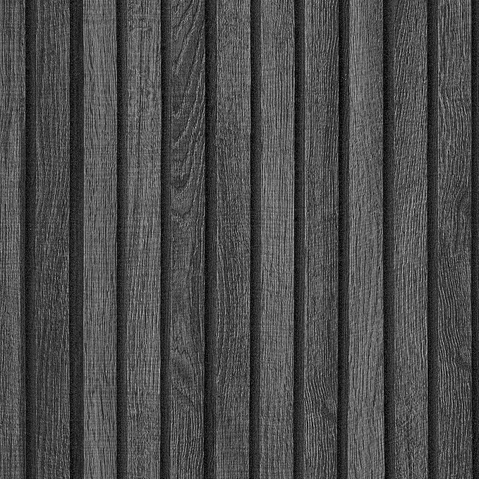 VEELIKE Charcoal Black Wooden Slat Wallpaper Peel and Stick Waterproof Dark by VEELIKE