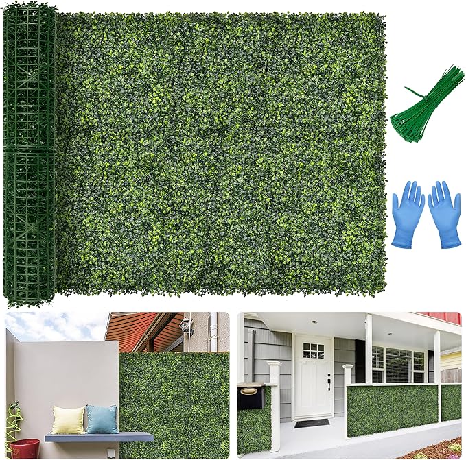 Artificial Boxwood Backdrop Roll: 40"x120" UV-Anti Greenery Faux Grass Hedge by BHXCL