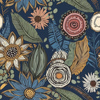Boho Wallpaper Peel and Stick, Dark Vintage Floral Contact Paper, 17.5" x 197" by Laatse