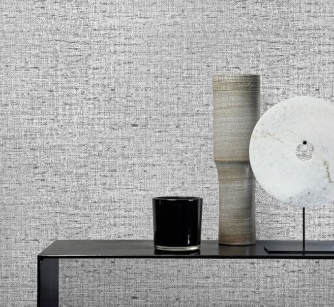 Gray Grasscloth Peel and Stick Wallpaper Textured Contact Paper 15.7inch x - Image 8