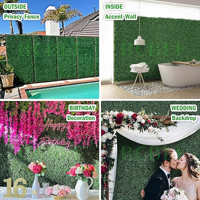 10x10Inch 12Pcs Grass Wall Panels, 4 Layers UV-Anti Boxwood Greenery Hedge - Image 6