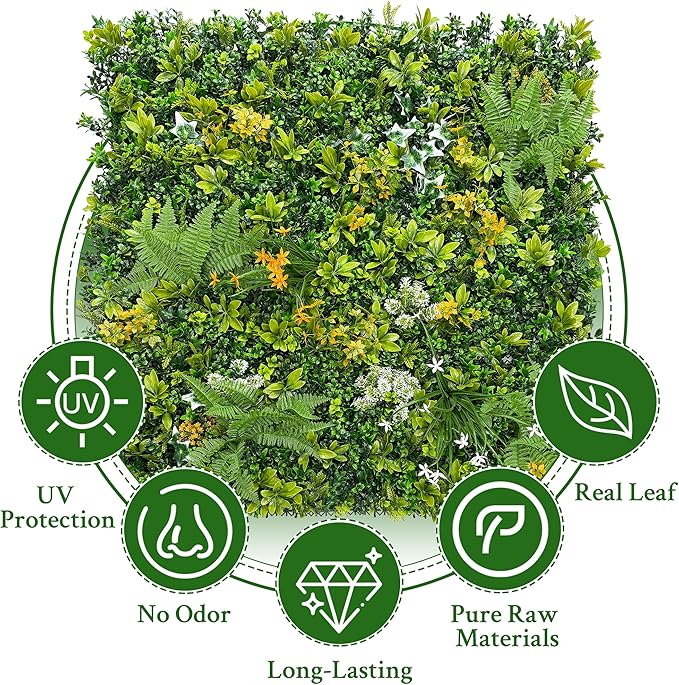 ODTORY Artificial Boxwood Hedges Panels: 20"x20" 8P UV-Anti Faux Greennery - Image 4