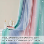 XiDi Pink Grey Girls Curtains for Bedroom, Childs Room Wall Decor Curtain - Image 2