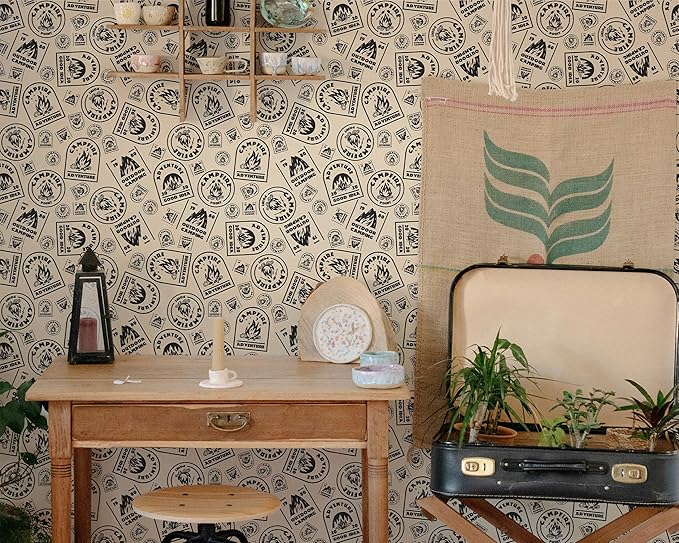 FLFK Vintage Beige Peel and Stick Wallpaper 16" x 256" Antique Campfire - Image 4
