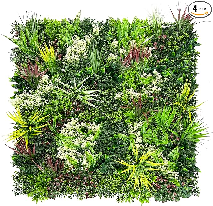 ODTORY Artificial Plant Wall Panels: 20"×20" 4P UV-Anti Faux Grass Wall by ODTORYHOME