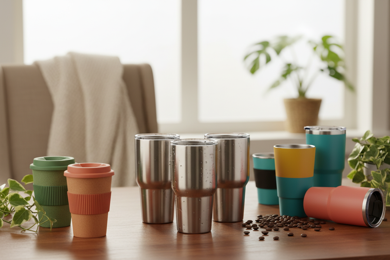 At TumblerTown, we offer stylish, durable tumblers designed for every lifestyle. From insulated coffee cups to eco-friendly travel tumblers, our products keep drinks hot or cold while reducing single-use waste. Explore our collection and sip in style, anytime, anywhere. (make it real photo)