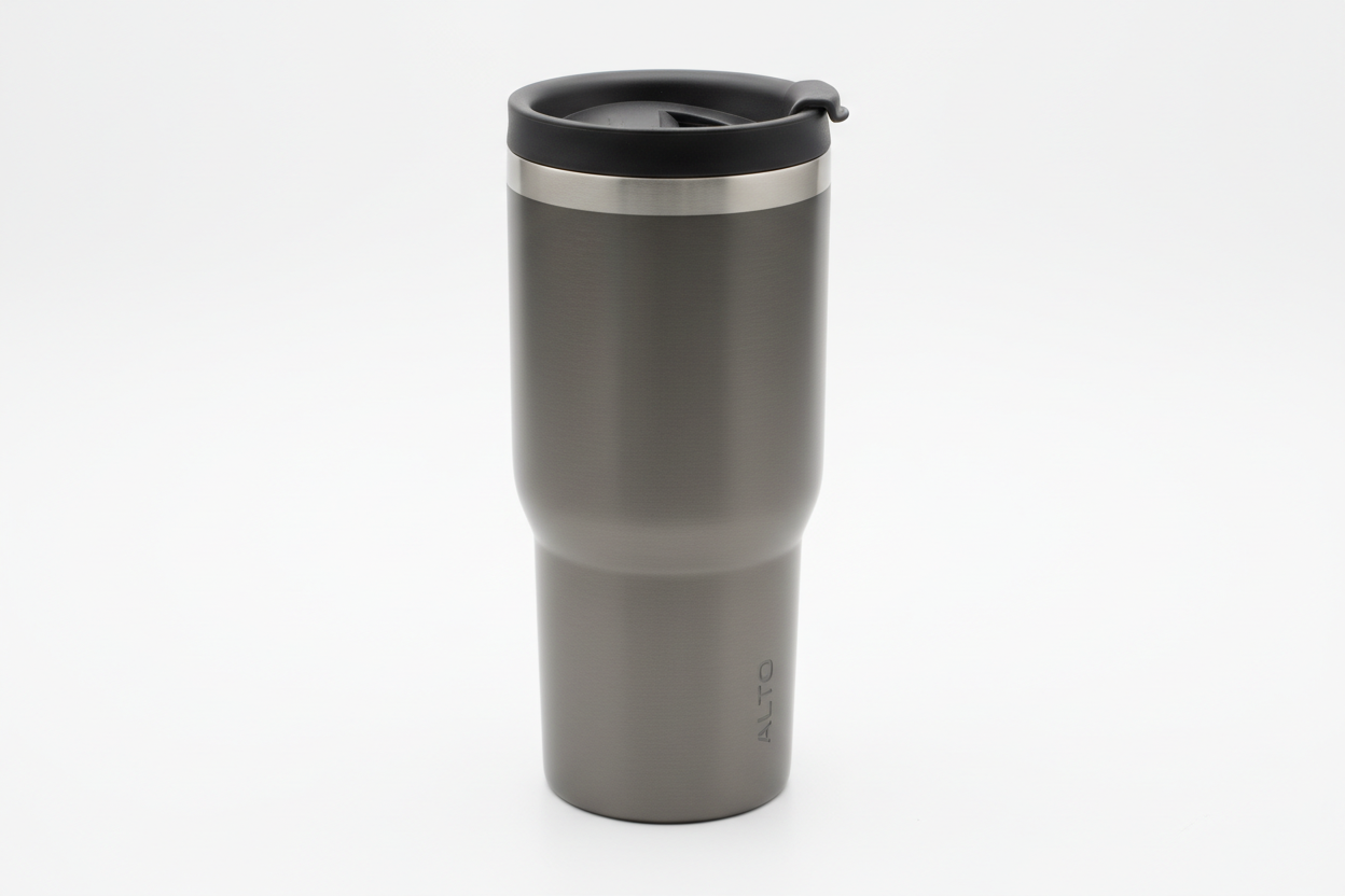 Insulated Coffee & Tea Tumbler
For those who savor every sip, this tumbler keeps hot beverages piping hot for hours. Its sleek design and ergonomic shape make it easy to hold, while the high-quality lid prevents spills and leaks. (make it real photo)